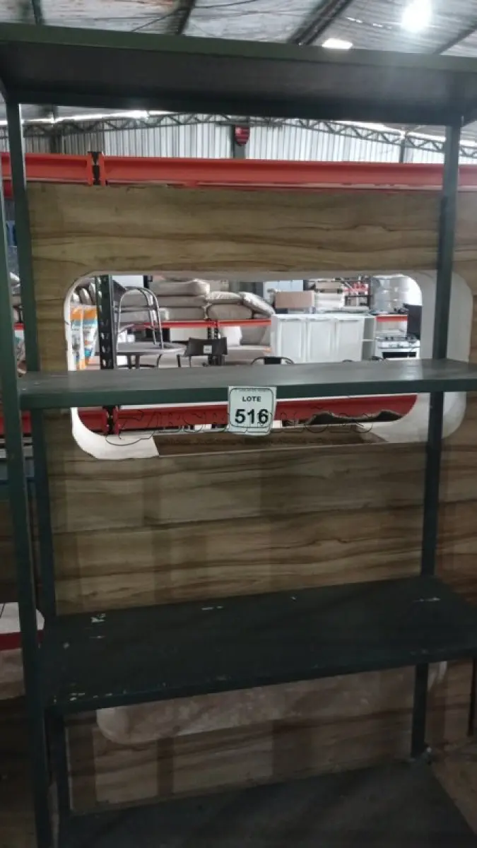 LOTE 516 - 01 ESTANTE DE FERRO DE 1,16X1,99M. (NO ESTADO) ATENÇÃO! FAZER A VISITAÇÃO ANTES DE ARREMATAR, NÃO SABEMOS SE FUNCIONA, LEILÃO NÃO TEM GARANTIA E NEM DEVOLUÇÃO, SUJEITO A POSSÍVEIS AVARIAS VISÍVEIS/OCULTAS E/OU AUSÊNCIA DE COMPONENTES.