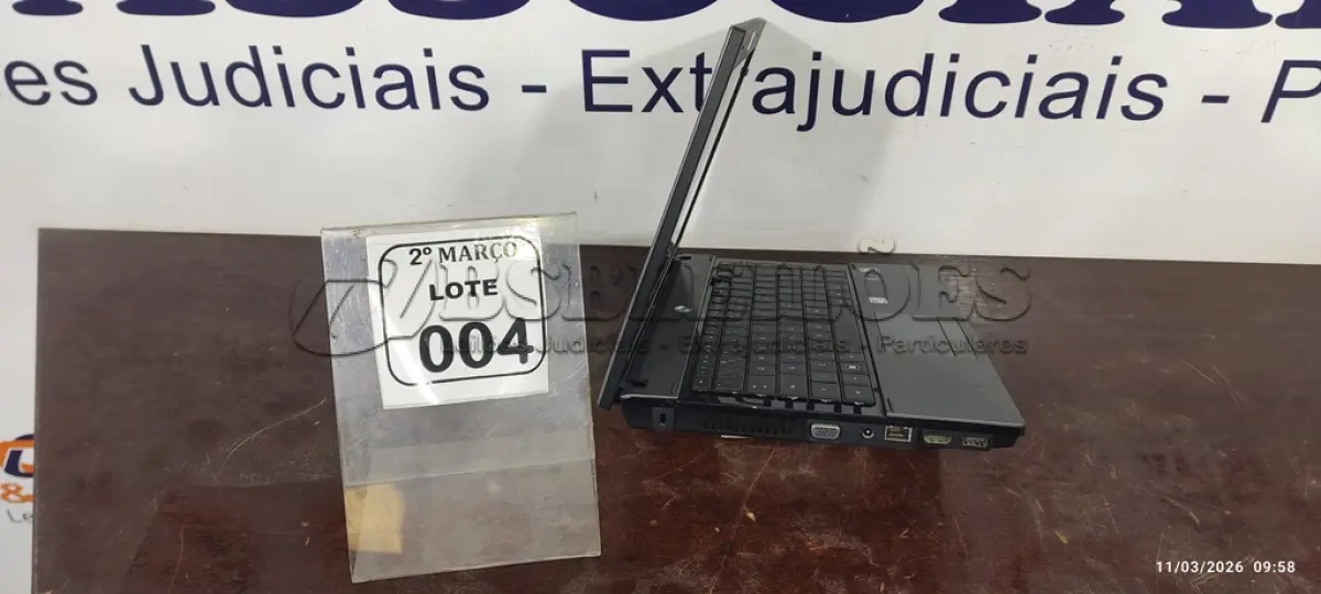 LOTE 004 - 01 NOTEBOOK MARCA HP SEM CARREGADOR. (NO ESTADO) ATENÇÃO! FAZER A VISITAÇÃO ANTES DE ARREMATAR, NÃO SABEMOS SE FUNCIONA, LEILÃO NÃO TEM GARANTIA E NEM DEVOLUÇÃO, SUJEITO A POSSÍVEIS AVARIAS VISÍVEIS/OCULTAS E/OU AUSÊNCIA DE COMPONENTES.