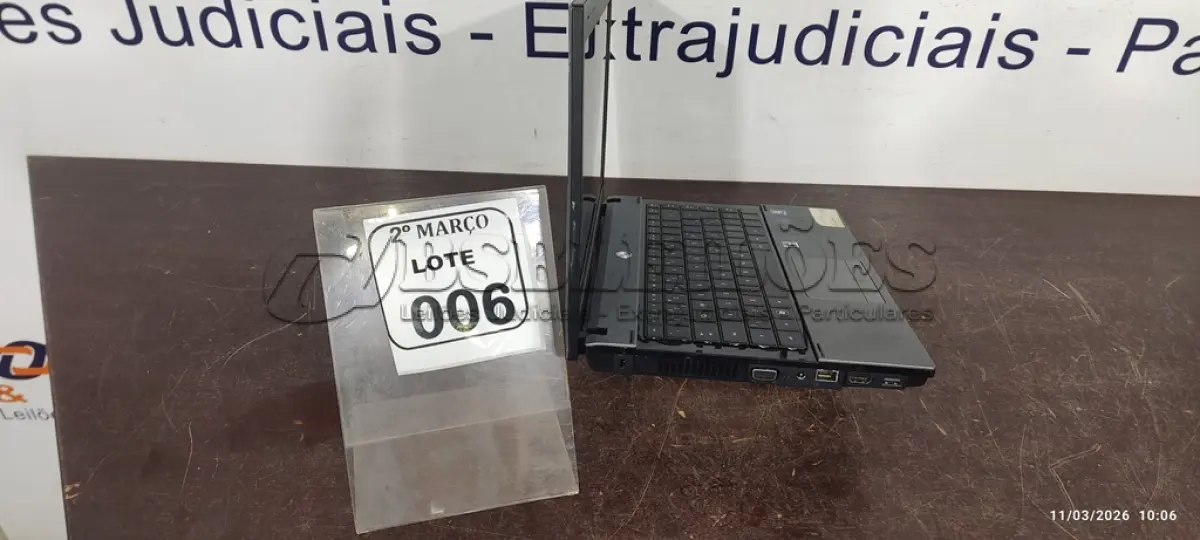 LOTE 006 - 01 NOTEBOOK MARCA HP SEM CARREGADOR. (NO ESTADO) ATENÇÃO! FAZER A VISITAÇÃO ANTES DE ARREMATAR, NÃO SABEMOS SE FUNCIONA, LEILÃO NÃO TEM GARANTIA E NEM DEVOLUÇÃO, SUJEITO A POSSÍVEIS AVARIAS VISÍVEIS/OCULTAS E/OU AUSÊNCIA DE COMPONENTES.