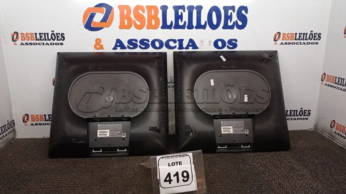 LOTE 419 - 02 MONITORES MARCA NEOVO. (NO ESTADO) ATENÇÃO! FAZER A VISITAÇÃO ANTES DE ARREMATAR, NÃO SABEMOS SE FUNCIONA, LEILÃO NÃO TEM GARANTIA E NEM DEVOLUÇÃO, SUJEITO A POSSÍVEIS AVARIAS VISÍVEIS/OCULTAS E/OU AUSÊNCIA DE COMPONENTES.