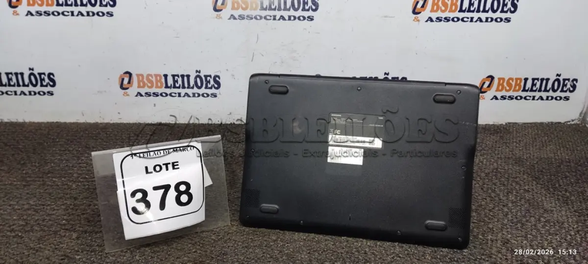LOTE 378 - 01 NOTEBOOK 2GB DE MEMÓRIA, 16GB E.MMC TELA 11.6’’ LINHA CONNECT MARCA SAMSUNG SEM FONTE. (NO ESTADO) ATENÇÃO! FAZER A VISITAÇÃO ANTES DE ARREMATAR, NÃO SABEMOS SE FUNCIONA, LEILÃO NÃO TEM GARANTIA E NEM DEVOLUÇÃO, SUJEITO A POSSÍVEIS AVARIAS VISÍVEIS/OCULTAS E/OU AUSÊNCIA DE COMPONENTES.