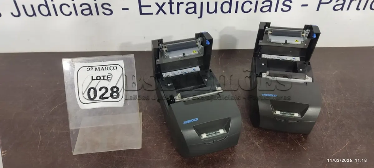 LOTE 028 - 02 IMPRESSORAS DE CUPOM MARCA DIEBOLD SEM FONTE. (NO ESTADO) ATENÇÃO! FAZER A VISITAÇÃO ANTES DE ARREMATAR, NÃO SABEMOS SE FUNCIONA, LEILÃO NÃO TEM GARANTIA E NEM DEVOLUÇÃO, SUJEITO A POSSÍVEIS AVARIAS VISÍVEIS/OCULTAS E/OU AUSÊNCIA DE COMPONENTES.