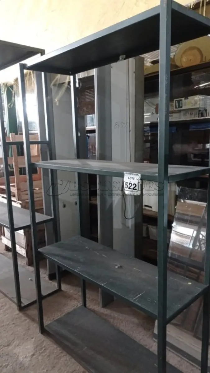 LOTE 522 - 01 ESTANTE DE FERRO DE 1,16X1,98M. (NO ESTADO) ATENÇÃO! FAZER A VISITAÇÃO ANTES DE ARREMATAR, NÃO SABEMOS SE FUNCIONA, LEILÃO NÃO TEM GARANTIA E NEM DEVOLUÇÃO, SUJEITO A POSSÍVEIS AVARIAS VISÍVEIS/OCULTAS E/OU AUSÊNCIA DE COMPONENTES.