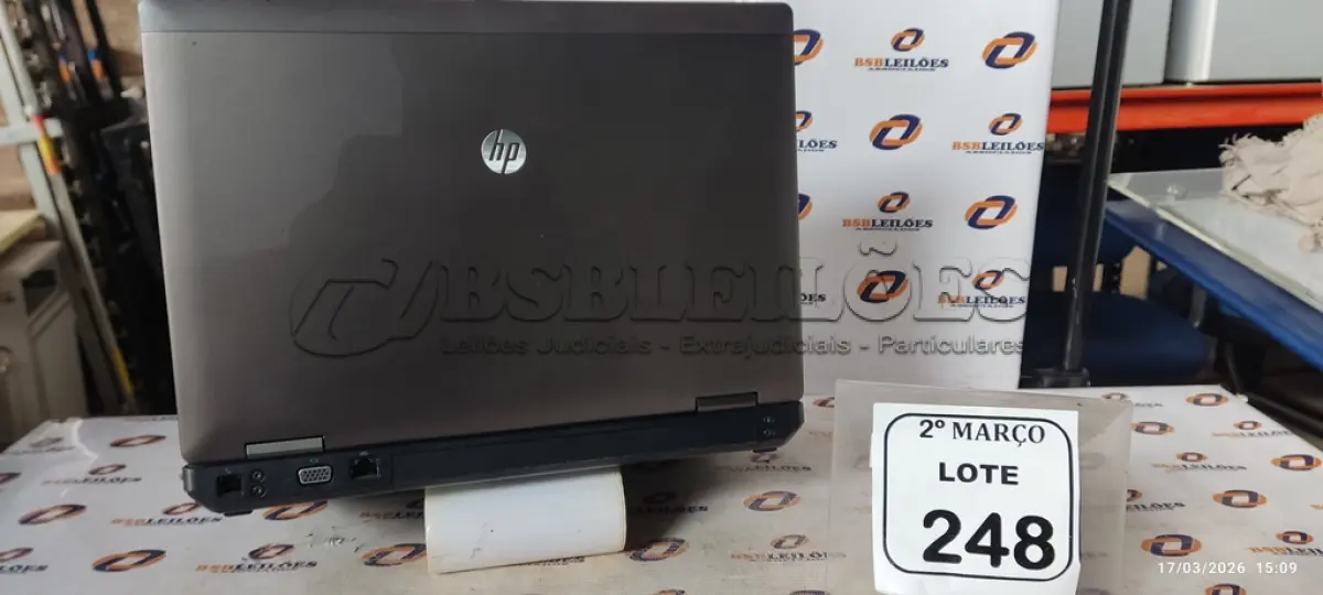 LOTE 248 - 01 NOTEBOOK MARCA HP SEM CARREGADOR. (NO ESTADO) ATENÇÃO! FAZER A VISITAÇÃO ANTES DE ARREMATAR, NÃO SABEMOS SE FUNCIONA, LEILÃO NÃO TEM GARANTIA E NEM DEVOLUÇÃO, SUJEITO A POSSÍVEIS AVARIAS VISÍVEIS/OCULTAS E/OU AUSÊNCIA DE COMPONENTES.
