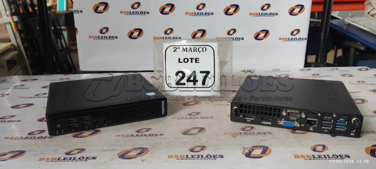 LOTE 247 - 02 MINIS PC MARCA POSITIVO. (NO ESTADO) ATENÇÃO! FAZER A VISITAÇÃO ANTES DE ARREMATAR, NÃO SABEMOS SE FUNCIONA, LEILÃO NÃO TEM GARANTIA E NEM DEVOLUÇÃO, SUJEITO A POSSÍVEIS AVARIAS VISÍVEIS/OCULTAS E/OU AUSÊNCIA DE COMPONENTES.