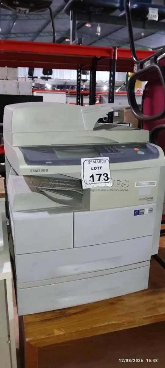 LOTE 173 - 01 IMPRESSORA MULTIFUNCIONAL MODELO 6555NX MARCA SAMSUNG. (NO ESTADO) ATENÇÃO! FAZER A VISITAÇÃO ANTES DE ARREMATAR, NÃO SABEMOS SE FUNCIONA, LEILÃO NÃO TEM GARANTIA E NEM DEVOLUÇÃO, SUJEITO A POSSÍVEIS AVARIAS VISÍVEIS/OCULTAS E/OU AUSÊNCIA DE COMPONENTES.
