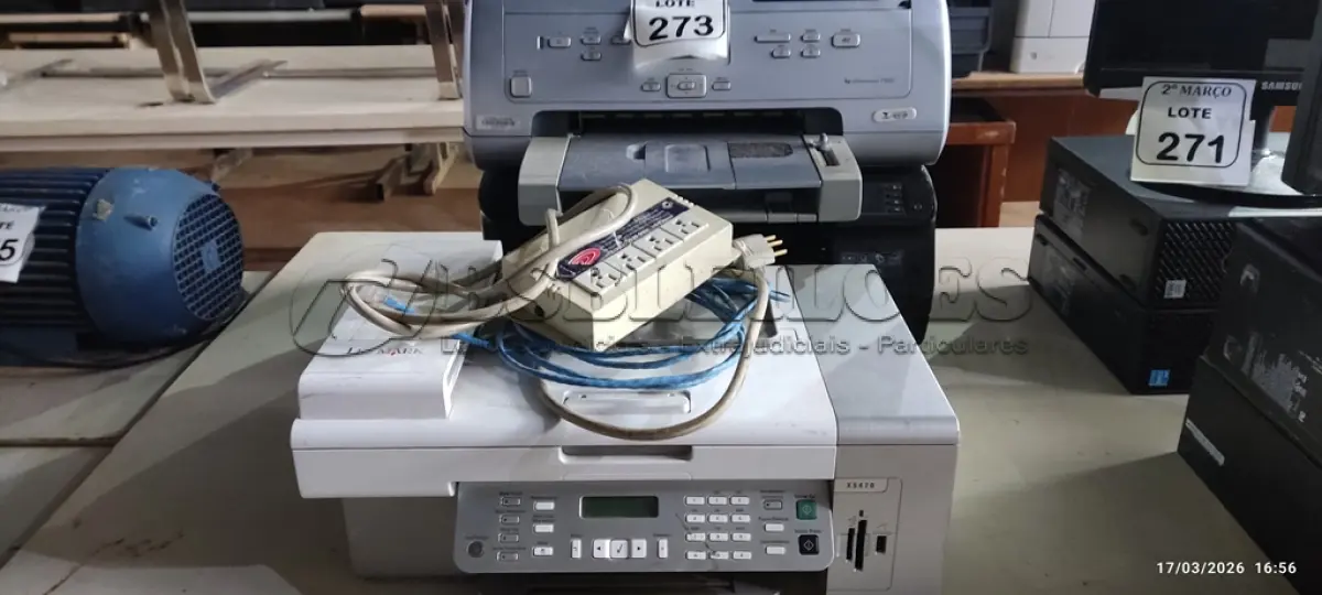 LOTE 273 - 03 IMPRESSORAS DE MARCAS E MODELOS DIVERSOS. (NO ESTADO) ATENÇÃO! FAZER A VISITAÇÃO ANTES DE ARREMATAR, NÃO SABEMOS SE FUNCIONA, LEILÃO NÃO TEM GARANTIA E NEM DEVOLUÇÃO, SUJEITO A POSSÍVEIS AVARIAS VISÍVEIS/OCULTAS E/OU AUSÊNCIA DE COMPONENTES.