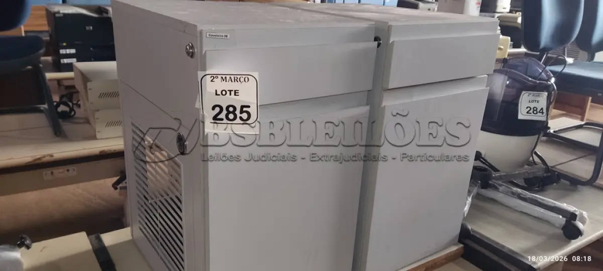 LOTE 285 - 02 ARMÁRIOS PARA CPU COM 01 PORTA E 01 GAVETA. (NO ESTADO) ATENÇÃO! FAZER A VISITAÇÃO ANTES DE ARREMATAR, NÃO SABEMOS SE FUNCIONA, LEILÃO NÃO TEM GARANTIA E NEM DEVOLUÇÃO, SUJEITO A POSSÍVEIS AVARIAS VISÍVEIS/OCULTAS E/OU AUSÊNCIA DE COMPONENTES.