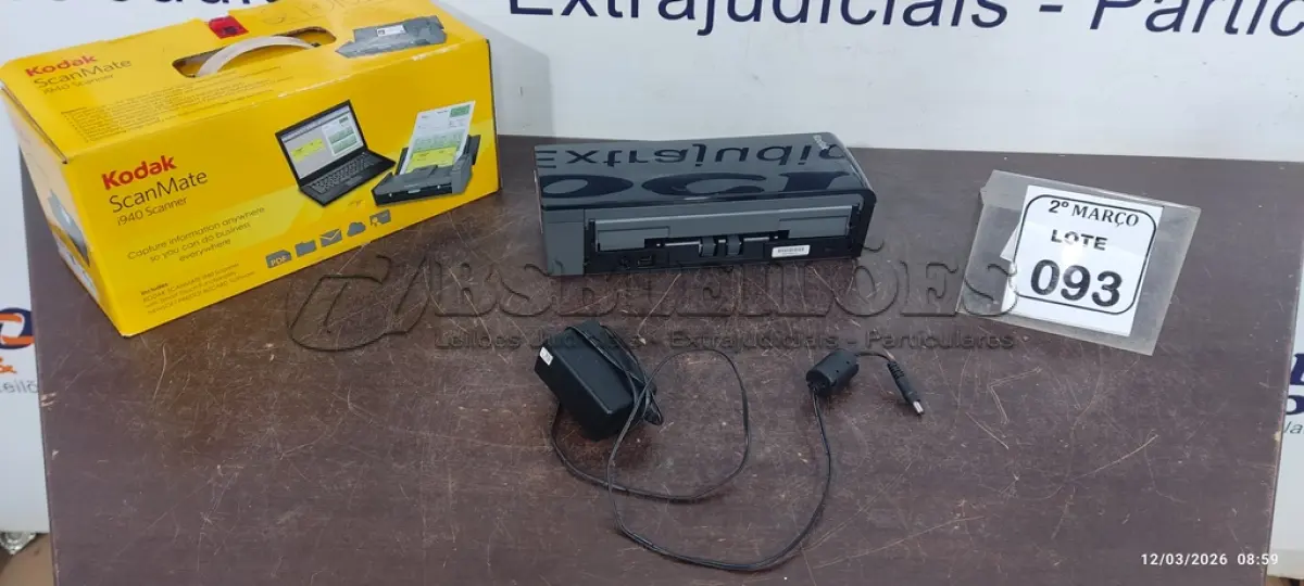 LOTE 093 - 01 SCANNER MODELO I940 MARCA KODAK COM FONTE. (NO ESTADO) ATENÇÃO! FAZER A VISITAÇÃO ANTES DE ARREMATAR, NÃO SABEMOS SE FUNCIONA, LEILÃO NÃO TEM GARANTIA E NEM DEVOLUÇÃO, SUJEITO A POSSÍVEIS AVARIAS VISÍVEIS/OCULTAS E/OU AUSÊNCIA DE COMPONENTES.