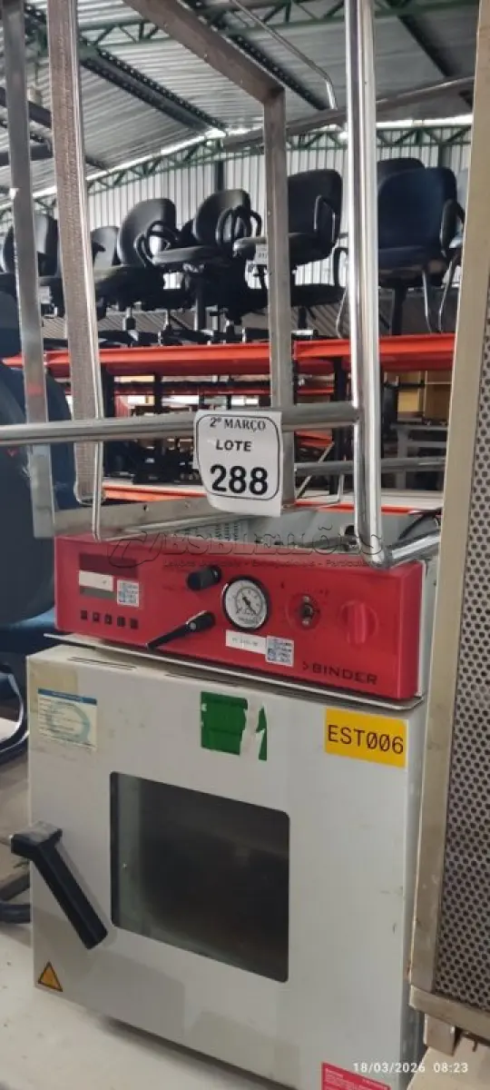 LOTE 288 - 01 ESTUFA DE SECAGEM. (NO ESTADO) ATENÇÃO! FAZER A VISITAÇÃO ANTES DE ARREMATAR, NÃO SABEMOS SE FUNCIONA, LEILÃO NÃO TEM GARANTIA E NEM DEVOLUÇÃO, SUJEITO A POSSÍVEIS AVARIAS VISÍVEIS/OCULTAS E/OU AUSÊNCIA DE COMPONENTES.