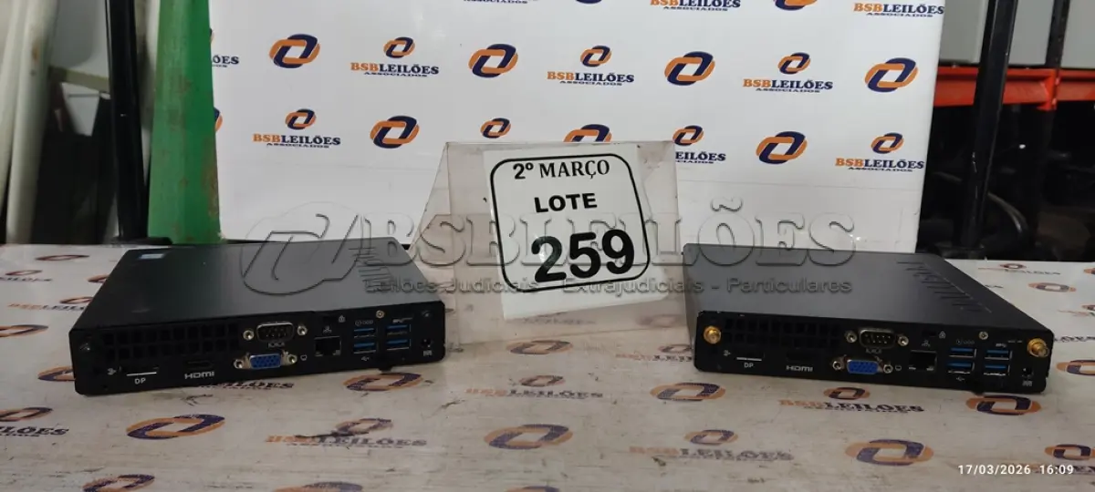 LOTE 259 - 02 MINIS PC SERIE ELITEDESK MARCA HP. (NO ESTADO) ATENÇÃO! FAZER A VISITAÇÃO ANTES DE ARREMATAR, NÃO SABEMOS SE FUNCIONA, LEILÃO NÃO TEM GARANTIA E NEM DEVOLUÇÃO, SUJEITO A POSSÍVEIS AVARIAS VISÍVEIS/OCULTAS E/OU AUSÊNCIA DE COMPONENTES.