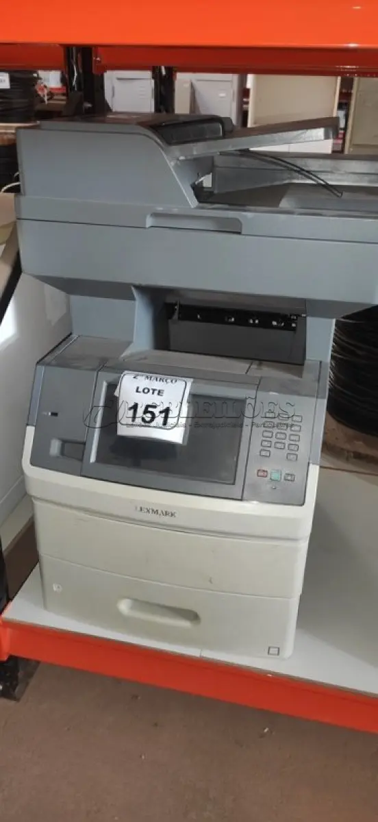 LOTE 151 - 01 IMPRESSORA MODELO X656DE MARCA LEXMARK. (NO ESTADO) ATENÇÃO! FAZER A VISITAÇÃO ANTES DE ARREMATAR, NÃO SABEMOS SE FUNCIONA, LEILÃO NÃO TEM GARANTIA E NEM DEVOLUÇÃO, SUJEITO A POSSÍVEIS AVARIAS VISÍVEIS/OCULTAS E/OU AUSÊNCIA DE COMPONENTES.