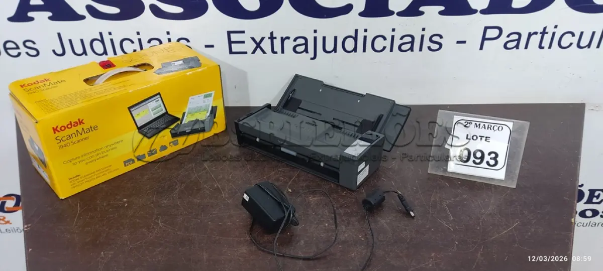 LOTE 093 - 01 SCANNER MODELO I940 MARCA KODAK COM FONTE. (NO ESTADO) ATENÇÃO! FAZER A VISITAÇÃO ANTES DE ARREMATAR, NÃO SABEMOS SE FUNCIONA, LEILÃO NÃO TEM GARANTIA E NEM DEVOLUÇÃO, SUJEITO A POSSÍVEIS AVARIAS VISÍVEIS/OCULTAS E/OU AUSÊNCIA DE COMPONENTES.