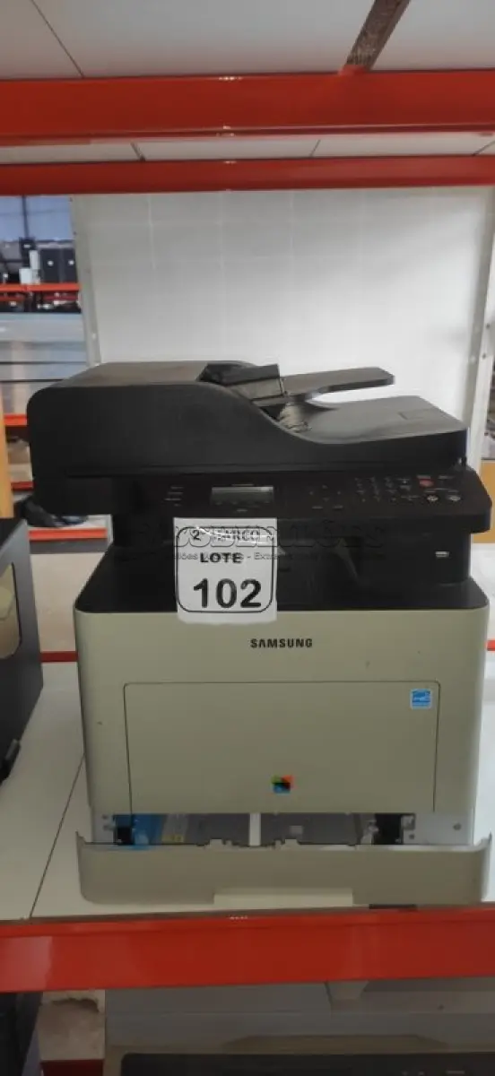 LOTE 102 - 01 IMPRESSORA MULTIFUNCIONAL MODELO CLX-6260FR MARCA SAMSUNG. (NO ESTADO) ATENÇÃO! FAZER A VISITAÇÃO ANTES DE ARREMATAR, NÃO SABEMOS SE FUNCIONA, LEILÃO NÃO TEM GARANTIA E NEM DEVOLUÇÃO, SUJEITO A POSSÍVEIS AVARIAS VISÍVEIS/OCULTAS E/OU AUSÊNCIA DE COMPONENTES.