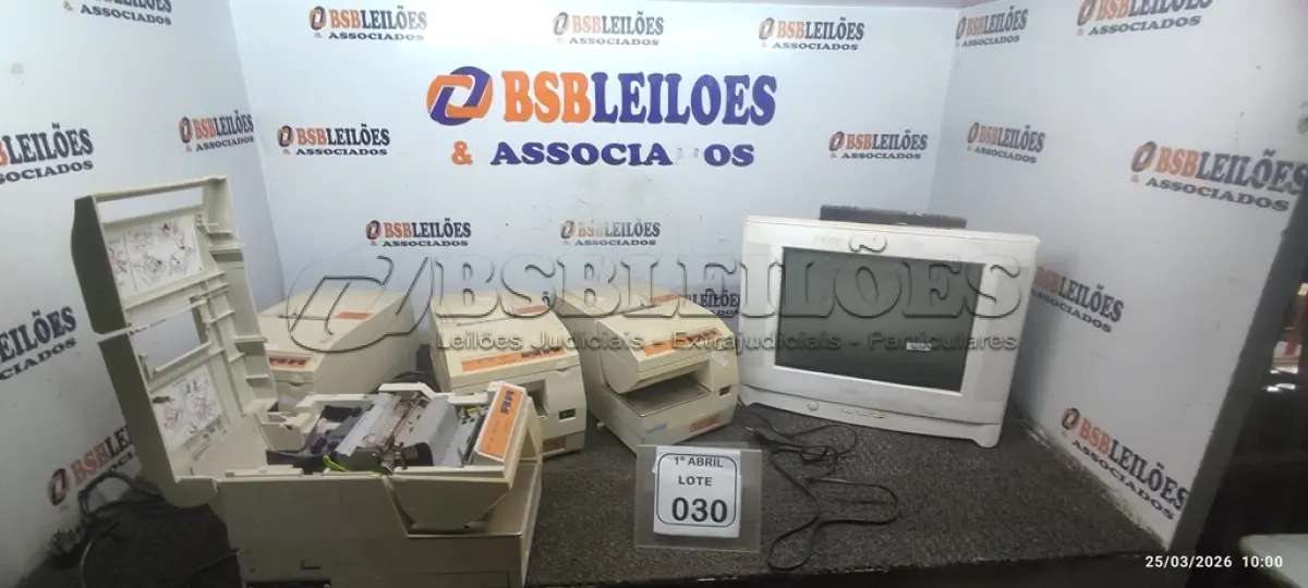 LOTE 030 - 01 TV DE TUBO MARCA LG E 04 IMPRESSORAS DE CUPOM MARCA ZANTHUS. (NO ESTADO) ATENÇÃO! FAZER A VISITAÇÃO ANTES DE ARREMATAR, NÃO SABEMOS SE FUNCIONA, LEILÃO NÃO TEM GARANTIA E NEM DEVOLUÇÃO, SUJEITO A POSSÍVEIS AVARIAS VISÍVEIS/OCULTAS E/OU AUSÊNCIA DE COMPONENTES.