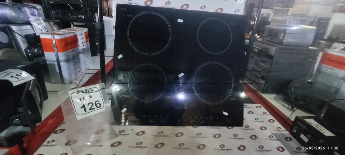 LOTE 126 - 01 FOGÃO POR INDUÇÃO DE 04 BOCAS 220V MARCA MIDEA. (NO ESTADO) ATENÇÃO! FAZER A VISITAÇÃO ANTES DE ARREMATAR, NÃO SABEMOS SE FUNCIONA, LEILÃO NÃO TEM GARANTIA E NEM DEVOLUÇÃO, SUJEITO A POSSÍVEIS AVARIAS VISÍVEIS/OCULTAS E/OU AUSÊNCIA DE COMPONENTES.
