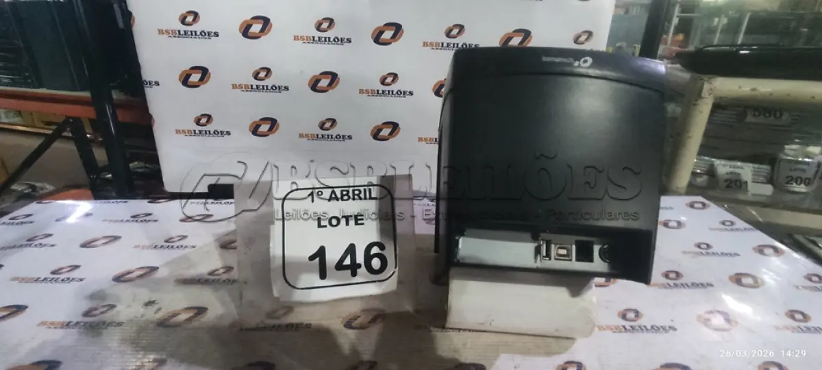 LOTE 146 - 01 IMPRESSORA DE CUPOM MARCA BEMATECH. (NO ESTADO) ATENÇÃO! FAZER A VISITAÇÃO ANTES DE ARREMATAR, NÃO SABEMOS SE FUNCIONA, LEILÃO NÃO TEM GARANTIA E NEM DEVOLUÇÃO, SUJEITO A POSSÍVEIS AVARIAS VISÍVEIS/OCULTAS E/OU AUSÊNCIA DE COMPONENTES.