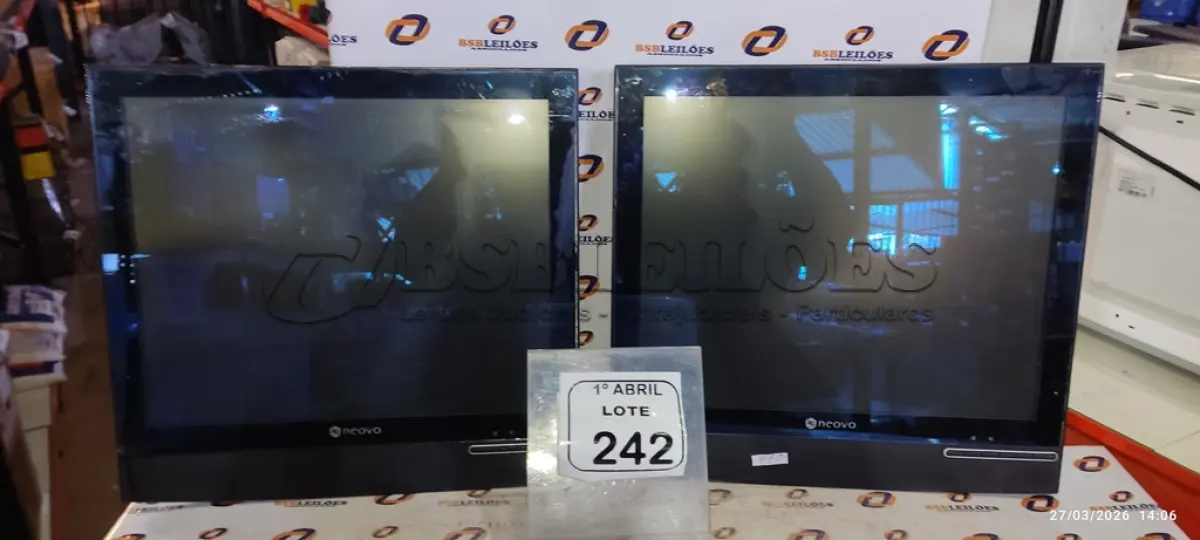 LOTE 242 - 02 MONITORES MARCA NEOVO. (NO ESTADO) ATENÇÃO! FAZER A VISITAÇÃO ANTES DE ARREMATAR, NÃO SABEMOS SE FUNCIONA, LEILÃO NÃO TEM GARANTIA E NEM DEVOLUÇÃO, SUJEITO A POSSÍVEIS AVARIAS VISÍVEIS/OCULTAS E/OU AUSÊNCIA DE COMPONENTES.
