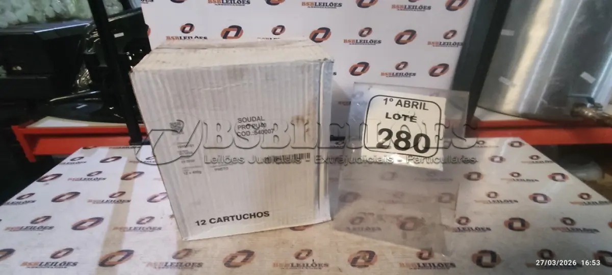 LOTE 280 - 01 CAIXA COM 12 PU 40 ADESIVO/SELANTES DE 230ML MARCA PRO. (NO ESTADO) ATENÇÃO! FAZER A VISITAÇÃO ANTES DE ARREMATAR, NÃO SABEMOS SE FUNCIONA, LEILÃO NÃO TEM GARANTIA E NEM DEVOLUÇÃO, SUJEITO A POSSÍVEIS AVARIAS VISÍVEIS/OCULTAS E/OU AUSÊNCIA DE COMPONENTES.