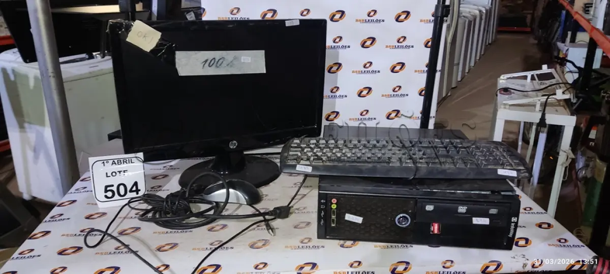 LOTE 504 - 01 CPU INFORWAY 4GB HD 500, 01 MOUSE, 01 TECLADO, 01BASE DE CPU, 01 CABO DE FORÇA E 01 MONITOR MARCA HP. (NO ESTADO) ATENÇÃO! FAZER A VISITAÇÃO ANTES DE ARREMATAR, NÃO SABEMOS SE FUNCIONA. LEILÃO NÃO TEM GARANTIA E NEM DEVOLUÇÃO, SUJEITO A POSSÍVEIS AVARIAS VISÍVEIS/OCULTAS E/OU AUSÊNCIA DE COMPONENTES.