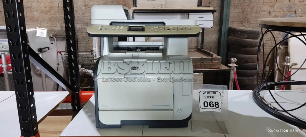 LOTE 068 - 01 IMPRESSORA MODELO COLOR LASERJET CM2320NF MARCA HP. (NO ESTADO) ATENÇÃO! FAZER A VISITAÇÃO ANTES DE ARREMATAR, NÃO SABEMOS SE FUNCIONA, LEILÃO NÃO TEM GARANTIA E NEM DEVOLUÇÃO, SUJEITO A POSSÍVEIS AVARIAS VISÍVEIS/OCULTAS E/OU AUSÊNCIA DE COMPONENTES.