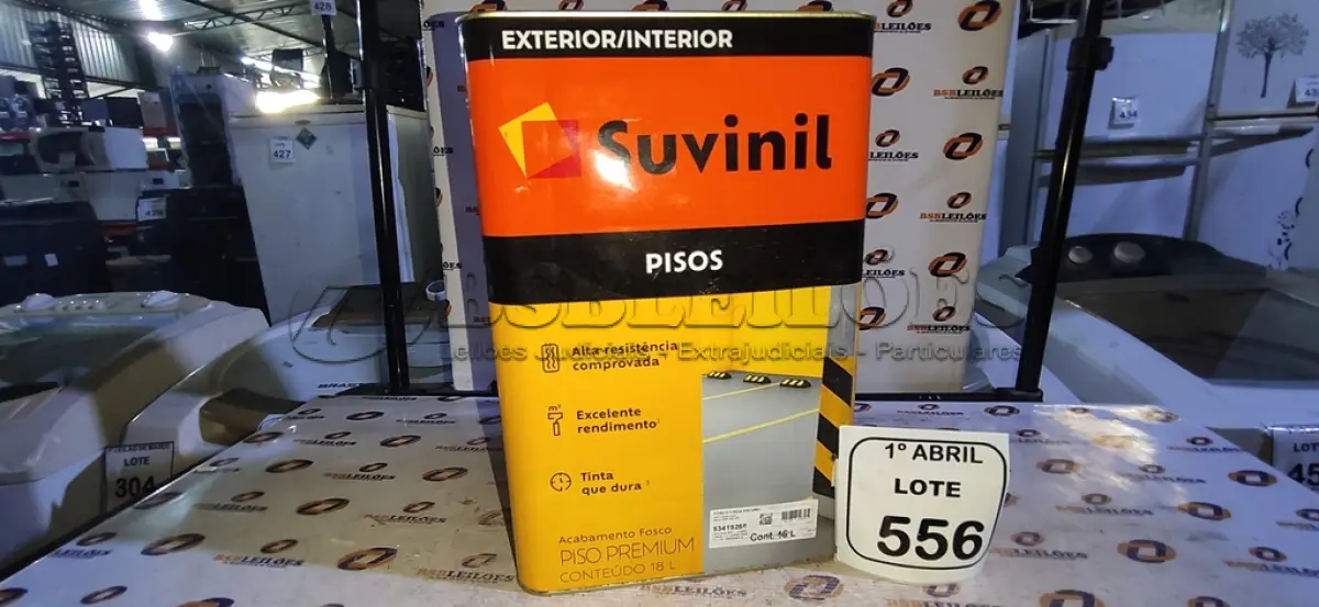 LOTE 556 - 01 LATA DE TINTA PARA PISOS DE 18L NA COR FOSCO CINZA ESCURO MARCA SUVINIL. (NO ESTADO) ATENÇÃO! FAZER A VISITAÇÃO ANTES DE ARREMATAR, NÃO SABEMOS SE FUNCIONA, LEILÃO NÃO TEM GARANTIA E NEM DEVOLUÇÃO, SUJEITO A POSSÍVEIS AVARIAS VISÍVEIS/OCULTAS E/OU AUSÊNCIA DE COMPONENTES.