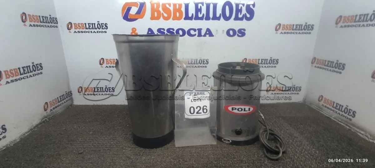 LOTE 026 - 01 LIQUIDIFICADOR INDUSTRIAL BI-VOLT MARCA POLI. (NO ESTADO) ATENÇÃO! FAZER A VISITAÇÃO ANTES DE ARREMATAR, NÃO SABEMOS SE FUNCIONA, LEILÃO NÃO TEM GARANTIA E NEM DEVOLUÇÃO, SUJEITO A POSSÍVEIS AVARIAS VISÍVEIS/OCULTAS E/OU AUSÊNCIA DE COMPONENTES.