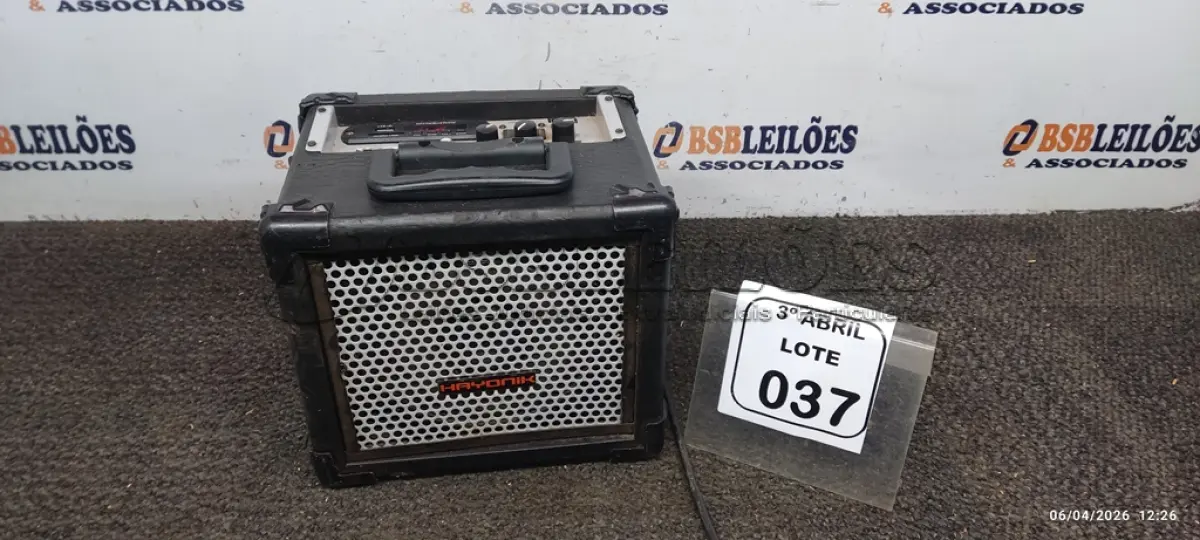 LOTE 037 - 01 MINI AMPLIFICADOR MODELO AIRON80 MARCA HAYONIK. (NO ESTADO) ATENÇÃO! FAZER A VISITAÇÃO ANTES DE ARREMATAR, NÃO SABEMOS SE FUNCIONA, LEILÃO NÃO TEM GARANTIA E NEM DEVOLUÇÃO, SUJEITO A POSSÍVEIS AVARIAS VISÍVEIS/OCULTAS E/OU AUSÊNCIA DE COMPONENTES.