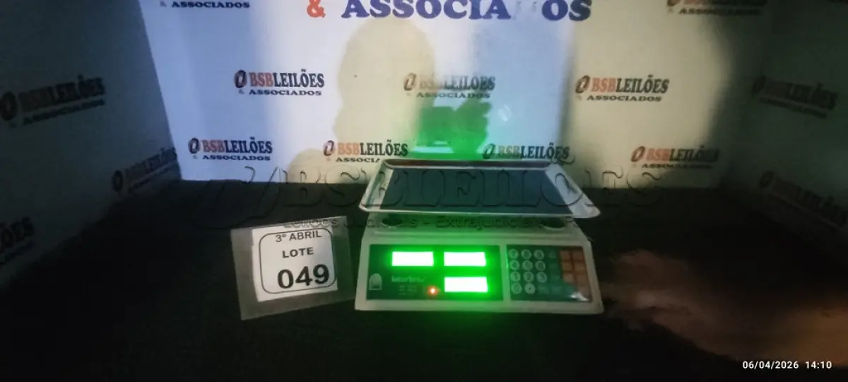 LOTE 049 - 01 BALANÇA INTELBRAS. (NO ESTADO) ATENÇÃO! FAZER A VISITAÇÃO ANTES DE ARREMATAR, NÃO SABEMOS SE FUNCIONA, LEILÃO NÃO TEM GARANTIA E NEM DEVOLUÇÃO, SUJEITO A POSSÍVEIS AVARIAS VISÍVEIS/OCULTAS E/OU AUSÊNCIA DE COMPONENTES.