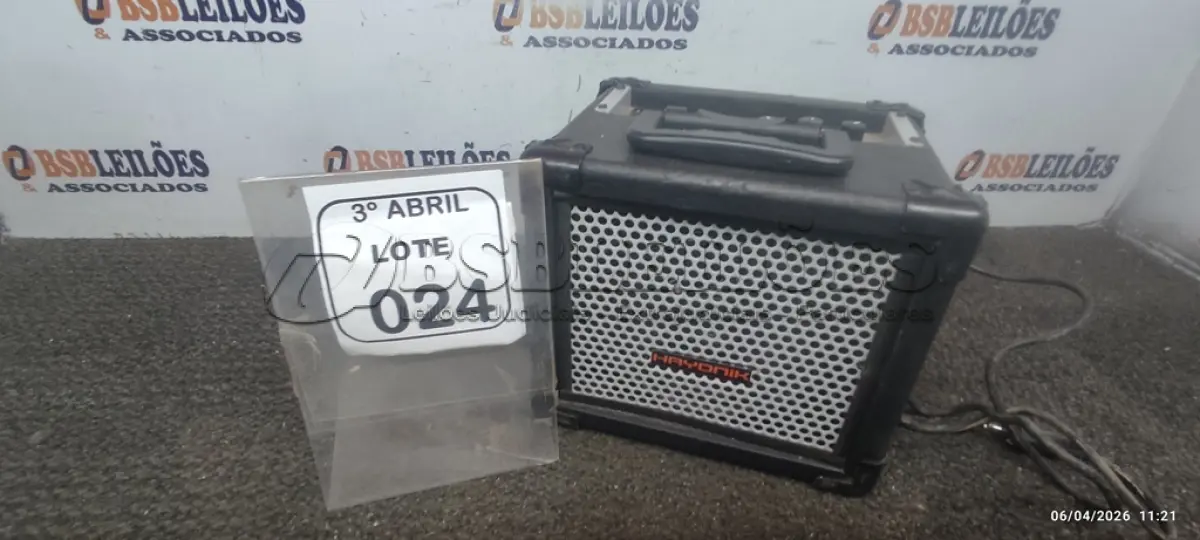 LOTE 024 - 01 MINI AMPLIFICADOR MODELO AIRON80 MARCA HAYONIK. (NO ESTADO) ATENÇÃO! FAZER A VISITAÇÃO ANTES DE ARREMATAR, NÃO SABEMOS SE FUNCIONA, LEILÃO NÃO TEM GARANTIA E NEM DEVOLUÇÃO, SUJEITO A POSSÍVEIS AVARIAS VISÍVEIS/OCULTAS E/OU AUSÊNCIA DE COMPONENTES.
