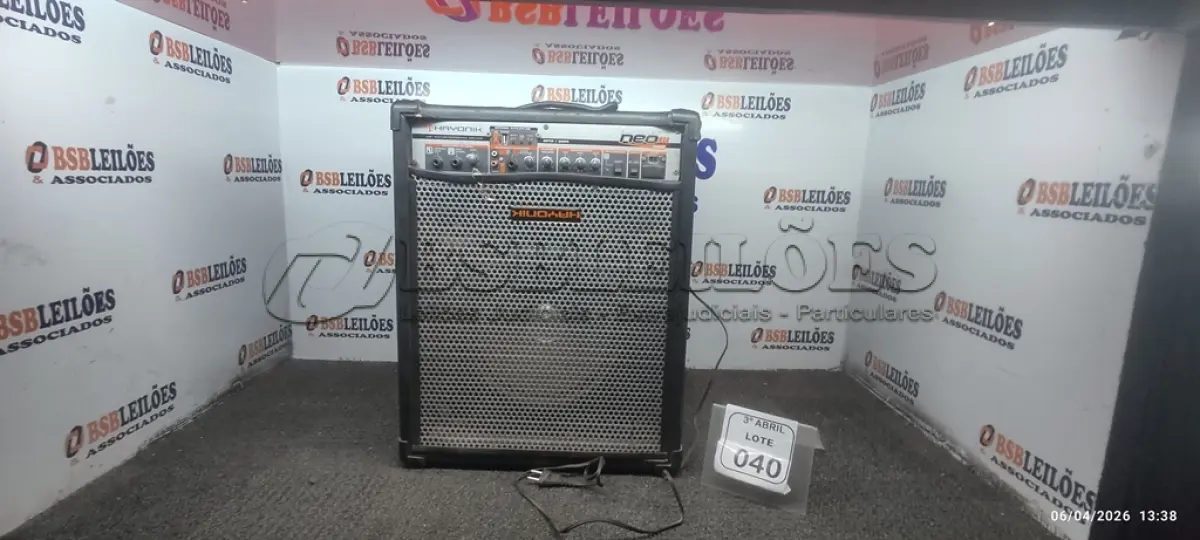 LOTE 040 - 01 CAIXA DE SOM AMPLIFICADORA MARCA HAYONIK (NO ESTADO) ATENÇÃO! FAZER A VISITAÇÃO ANTES DE ARREMATAR, NÃO SABEMOS SE FUNCIONA, LEILÃO NÃO TEM GARANTIA E NEM DEVOLUÇÃO, SUJEITO A POSSÍVEIS AVARIAS VISÍVEIS/OCULTAS E/OU AUSÊNCIA DE COMPONENTES.