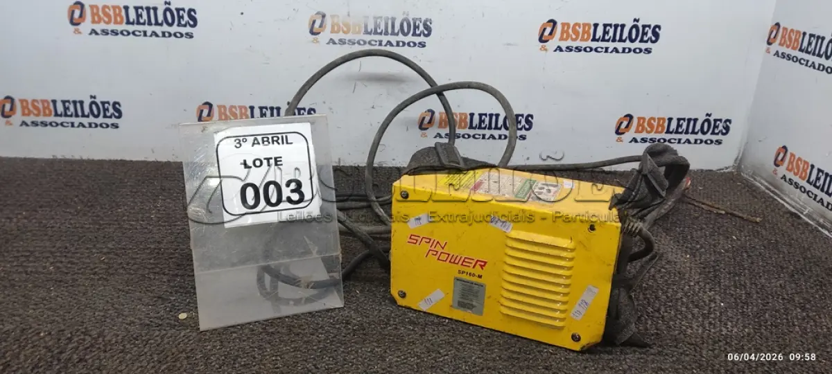 LOTE 003 - 01 MÁQUINA DE SOLDA MARCA PIN POWER. (NO ESTADO) ATENÇÃO! FAZER A VISITAÇÃO ANTES DE ARREMATAR, NÃO SABEMOS SE FUNCIONA, LEILÃO NÃO TEM GARANTIA E NEM DEVOLUÇÃO, SUJEITO A POSSÍVEIS AVARIAS VISÍVEIS/OCULTAS E/OU AUSÊNCIA DE COMPONENTES.