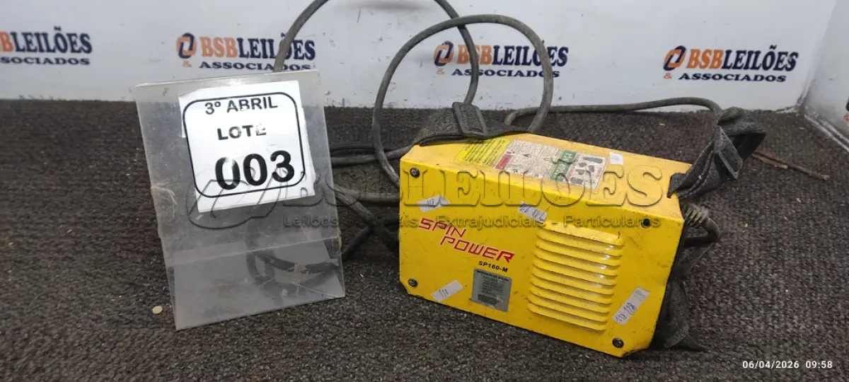 LOTE 003 - 01 MÁQUINA DE SOLDA MARCA PIN POWER. (NO ESTADO) ATENÇÃO! FAZER A VISITAÇÃO ANTES DE ARREMATAR, NÃO SABEMOS SE FUNCIONA, LEILÃO NÃO TEM GARANTIA E NEM DEVOLUÇÃO, SUJEITO A POSSÍVEIS AVARIAS VISÍVEIS/OCULTAS E/OU AUSÊNCIA DE COMPONENTES.