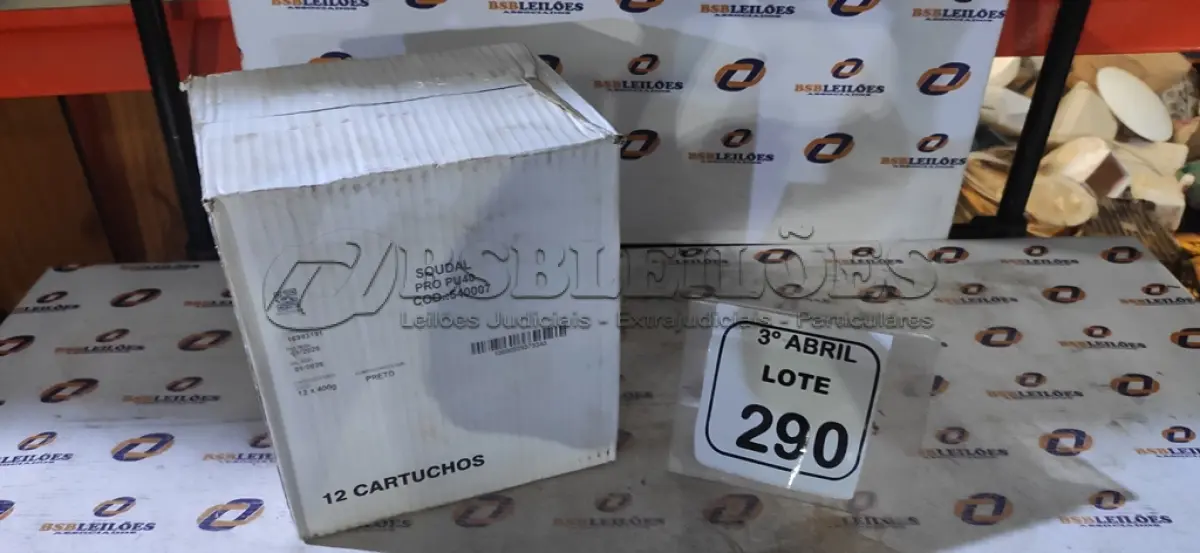 LOTE 290 - 01 CAIXA COM 12 PU 40 ADESIVO/SELANTES DE 230ML MARCA PRO. (NO ESTADO) ATENÇÃO! FAZER A VISITAÇÃO ANTES DE ARREMATAR, NÃO SABEMOS SE FUNCIONA, LEILÃO NÃO TEM GARANTIA E NEM DEVOLUÇÃO, SUJEITO A POSSÍVEIS AVARIAS VISÍVEIS/OCULTAS E/OU AUSÊNCIA DE COMPONENTES.