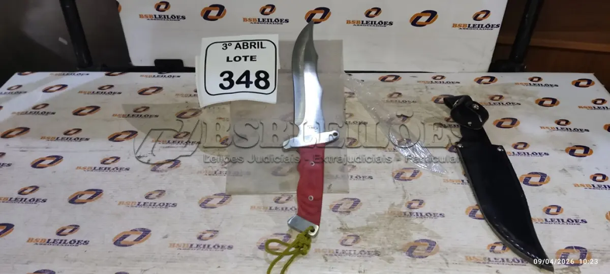 LOTE 348 - 01 FACA TÁTICA FULL TANG 30CM COM FIEL NO GOMO CABO DE MADEIRA BAINHA DE COURO SINTÉTICO. (NO ESTADO) ATENÇÃO! FAZER A VISITAÇÃO ANTES DE ARREMATAR, NÃO SABEMOS SE FUNCIONA, LEILÃO NÃO TEM GARANTIA E NEM DEVOLUÇÃO, SUJEITO A POSSÍVEIS AVARIAS VISÍVEIS/OCULTAS E/OU AUSÊNCIA DE COMPONENTES.