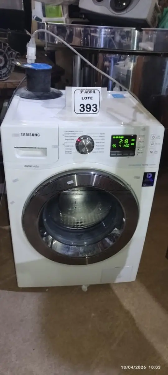 LOTE 393 - 01 LAVADORA 10KG MODELO DIGITAL INVERTER MARCA SAMSUNG. (NO ESTADO) ATENÇÃO! FAZER A VISITAÇÃO ANTES DE ARREMATAR, NÃO SABEMOS SE FUNCIONA, LEILÃO NÃO TEM GARANTIA E NEM DEVOLUÇÃO, SUJEITO A POSSÍVEIS AVARIAS VISÍVEIS/OCULTAS E/OU AUSÊNCIA DE COMPONENTES.
