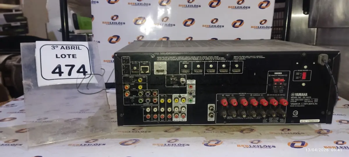 LOTE 474 - 01 RECEIVER MODELO RX-V675 MARCA YAMAHA. (NO ESTADO) ATENÇÃO! FAZER A VISITAÇÃO ANTES DE ARREMATAR, NÃO SABEMOS SE FUNCIONA, LEILÃO NÃO TEM GARANTIA E NEM DEVOLUÇÃO, SUJEITO A POSSÍVEIS AVARIAS VISÍVEIS/OCULTAS E/OU AUSÊNCIA DE COMPONENTES.