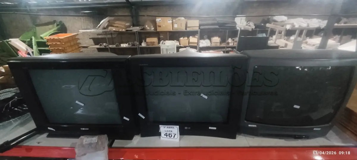 LOTE 467 - 03 TVS DE TUBO MARCAS SEMP, LG E SANYO. (NO ESTADO) ATENÇÃO! FAZER A VISITAÇÃO ANTES DE ARREMATAR, NÃO SABEMOS SE FUNCIONA, LEILÃO NÃO TEM GARANTIA E NEM DEVOLUÇÃO, SUJEITO A POSSÍVEIS AVARIAS VISÍVEIS/OCULTAS E/OU AUSÊNCIA DE COMPONENTES.
