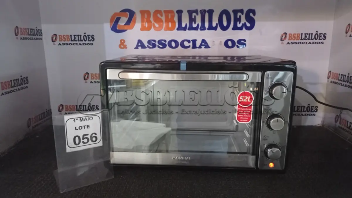 LOTE 056 - 01 FORNO ELÉTRICO MODELO GRAND FAMILY II 52L MARCA MONDIAL. (NO ESTADO) ATENÇÃO! FAZER A VISITAÇÃO ANTES DE ARREMATAR, NÃO SABEMOS SE FUNCIONA, LEILÃO NÃO TEM GARANTIA E NEM DEVOLUÇÃO, SUJEITO A POSSÍVEIS AVARIAS VISÍVEIS/OCULTAS E/OU AUSÊNCIA DE COMPONENTES.