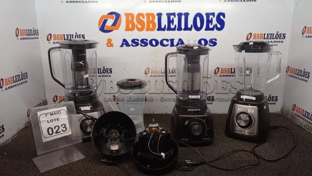 LOTE 023 - 04 LIQUIDIFICADORES DE MODELOS DIVERSOS MARCA MONDIAL. (NO ESTADO) ATENÇÃO! FAZER A VISITAÇÃO ANTES DE ARREMATAR, NÃO SABEMOS SE FUNCIONA, LEILÃO NÃO TEM GARANTIA E NEM DEVOLUÇÃO, SUJEITO A POSSÍVEIS AVARIAS VISÍVEIS/OCULTAS E/OU AUSÊNCIA DE COMPONENTES.