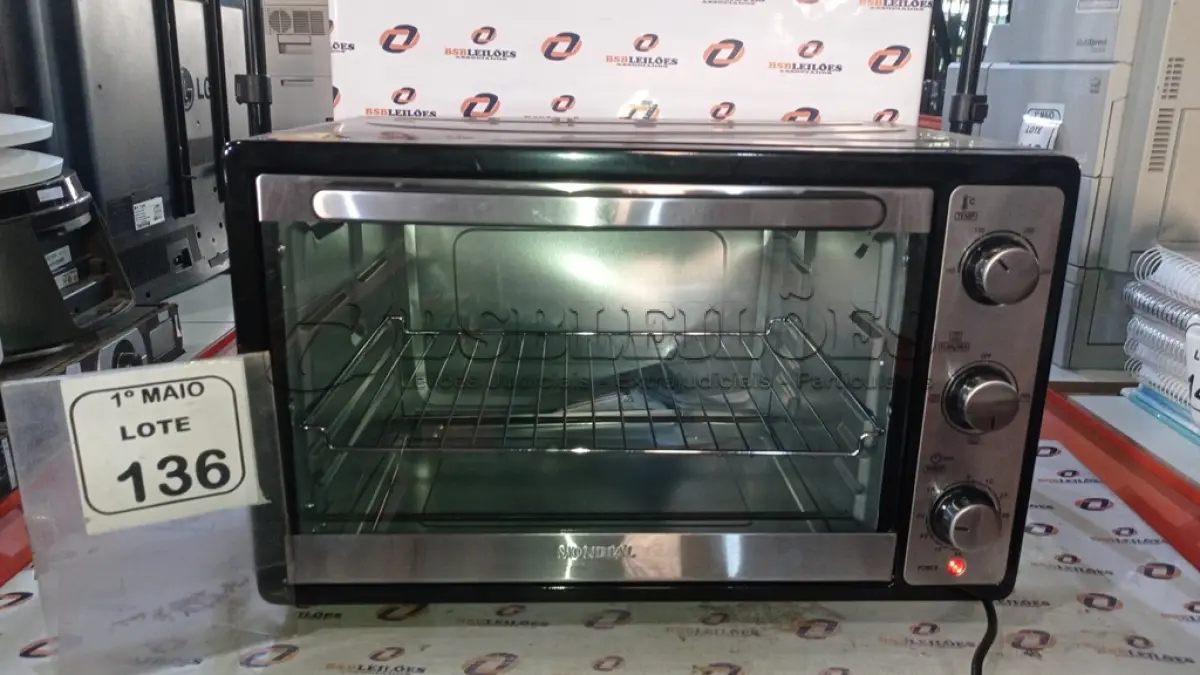 LOTE 136 - 01 FORNO ELÉTRICO MODELO GRAND FAMILY II 52L MARCA MONDIAL. (NO ESTADO) ATENÇÃO! FAZER A VISITAÇÃO ANTES DE ARREMATAR, NÃO SABEMOS SE FUNCIONA, LEILÃO NÃO TEM GARANTIA E NEM DEVOLUÇÃO, SUJEITO A POSSÍVEIS AVARIAS VISÍVEIS/OCULTAS E/OU AUSÊNCIA DE COMPONENTES.
