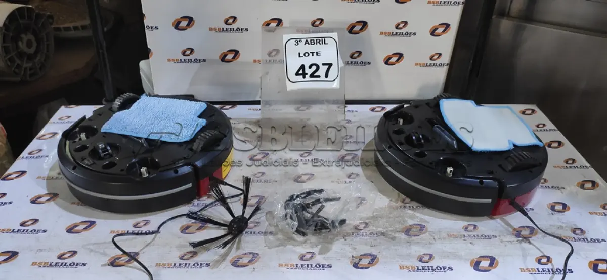 LOTE 427 - 02 ASPIRADORES ROBÔS MARCA MONDIAL. (NO ESTADO) ATENÇÃO! FAZER A VISITAÇÃO ANTES DE ARREMATAR, NÃO SABEMOS SE FUNCIONA, LEILÃO NÃO TEM GARANTIA E NEM DEVOLUÇÃO, SUJEITO A POSSÍVEIS AVARIAS VISÍVEIS/OCULTAS E/OU AUSÊNCIA DE COMPONENTES.
