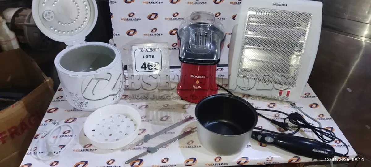 LOTE 468 - 01 PIPOQUEIRA MARCA MONDIAL 01 PANELA ELÉTRICA E 01 AQUECEDOR MARCA MONDIAL. (NO ESTADO) ATENÇÃO! FAZER A VISITAÇÃO ANTES DE ARREMATAR, NÃO SABEMOS SE FUNCIONA, LEILÃO NÃO TEM GARANTIA E NEM DEVOLUÇÃO, SUJEITO A POSSÍVEIS AVARIAS VISÍVEIS/OCULTAS E/OU AUSÊNCIA DE COMPONENTES.