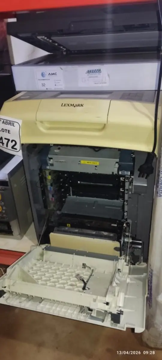 LOTE 472 - 01 IMPRESSORA MODELO X748DE MARCA LEXMARK. (NO ESTADO) ATENÇÃO! FAZER A VISITAÇÃO ANTES DE ARREMATAR, NÃO SABEMOS SE FUNCIONA, LEILÃO NÃO TEM GARANTIA E NEM DEVOLUÇÃO, SUJEITO A POSSÍVEIS AVARIAS VISÍVEIS/OCULTAS E/OU AUSÊNCIA DE COMPONENTES.