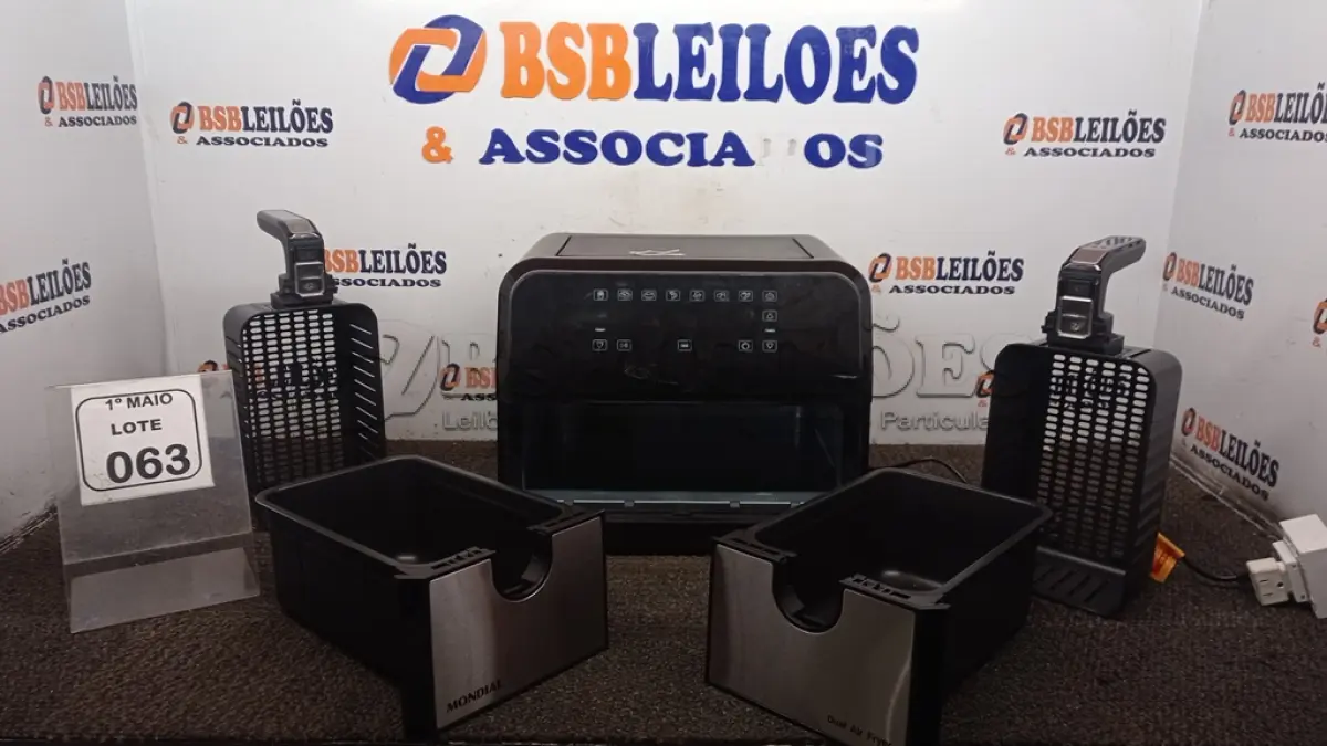 LOTE 063 - 01 DUAL AIR FRYER 220V MARCA MONDIAL. (NO ESTADO) ATENÇÃO! FAZER A VISITAÇÃO ANTES DE ARREMATAR, NÃO SABEMOS SE FUNCIONA, LEILÃO NÃO TEM GARANTIA E NEM DEVOLUÇÃO, SUJEITO A POSSÍVEIS AVARIAS VISÍVEIS/OCULTAS E/OU AUSÊNCIA DE COMPONENTES.