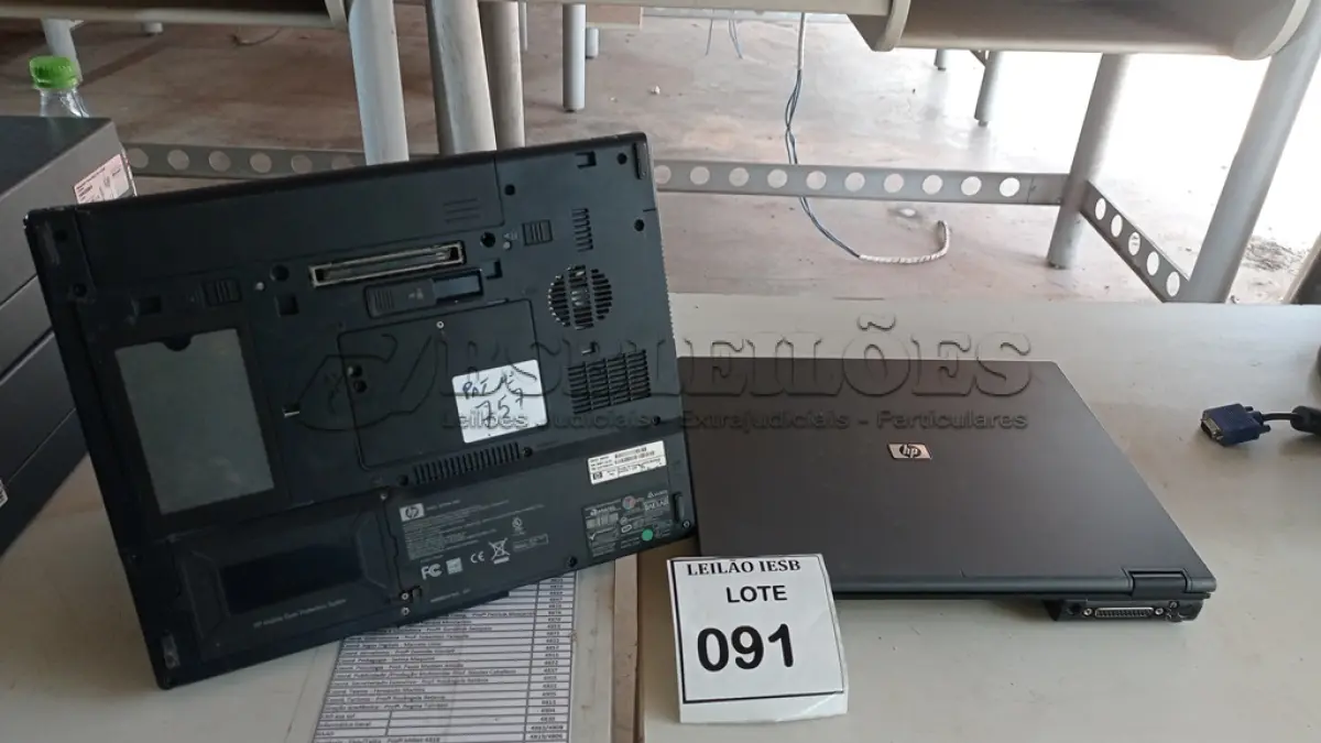 LOTE 091 - 02 NOTEBOOKS HP SEM FONTE. (NO ESTADO) ATENÇÃO! FAZER A VISITAÇÃO ANTES DE ARREMATAR, NÃO SABEMOS SE FUNCIONA, LEILÃO NÃO TEM GARANTIA E NEM DEVOLUÇÃO, SUJEITO A POSSÍVEIS AVARIAS VISÍVEIS/OCULTAS E/OU AUSÊNCIA DE COMPONENTES.