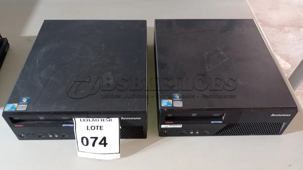 LOTE 074 - 02 CPUS LENOVO. (NO ESTADO) ATENÇÃO! FAZER A VISITAÇÃO ANTES DE ARREMATAR, NÃO SABEMOS SE FUNCIONA, LEILÃO NÃO TEM GARANTIA E NEM DEVOLUÇÃO, SUJEITO A POSSÍVEIS AVARIAS VISÍVEIS/OCULTAS E/OU AUSÊNCIA DE COMPONENTES.