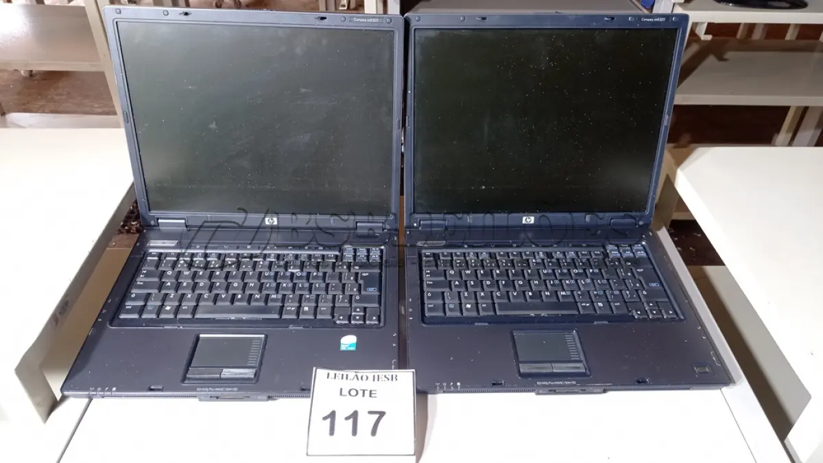 LOTE 117 - 02 NOTEBOOKS HP SEM FONTE. (NO ESTADO) ATENÇÃO! FAZER A VISITAÇÃO ANTES DE ARREMATAR, NÃO SABEMOS SE FUNCIONA, LEILÃO NÃO TEM GARANTIA E NEM DEVOLUÇÃO, SUJEITO A POSSÍVEIS AVARIAS VISÍVEIS/OCULTAS E/OU AUSÊNCIA DE COMPONENTES.