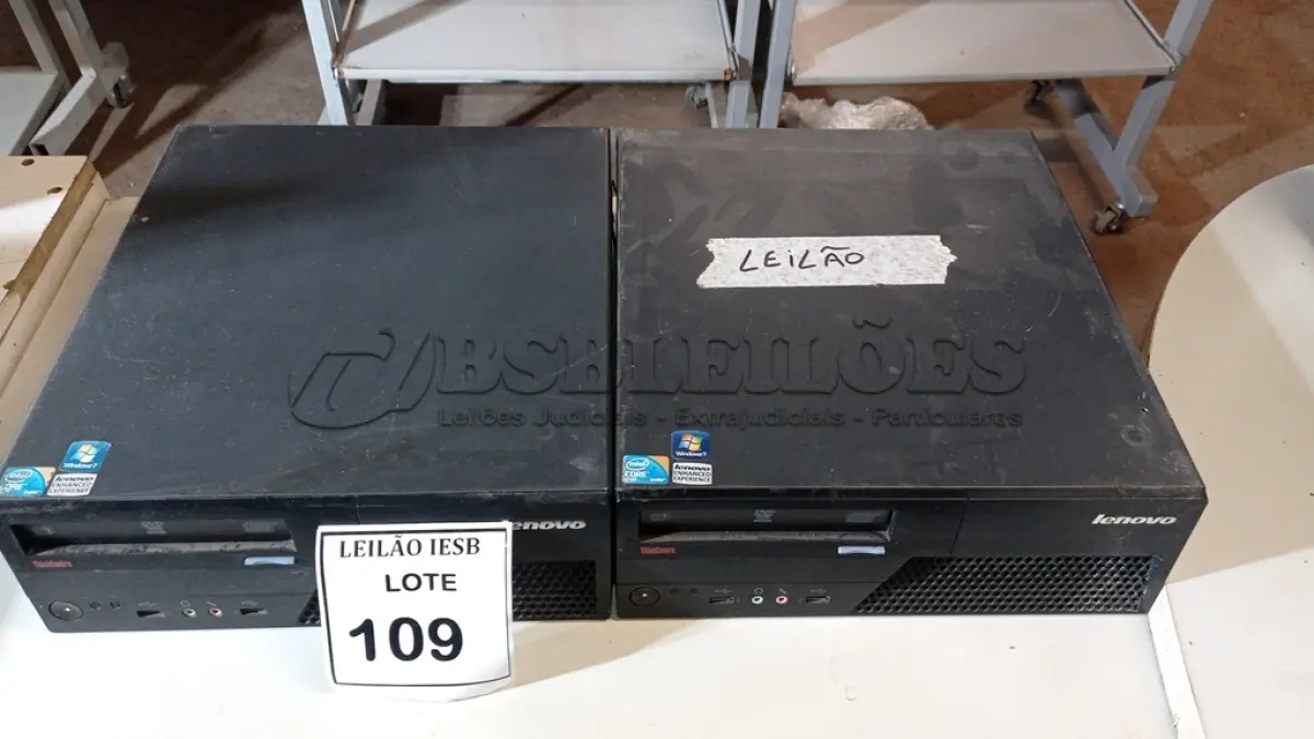 LOTE 109 - 02 CPUS LENOVO. (NO ESTADO) ATENÇÃO! FAZER A VISITAÇÃO ANTES DE ARREMATAR, NÃO SABEMOS SE FUNCIONA, LEILÃO NÃO TEM GARANTIA E NEM DEVOLUÇÃO, SUJEITO A POSSÍVEIS AVARIAS VISÍVEIS/OCULTAS E/OU AUSÊNCIA DE COMPONENTES.