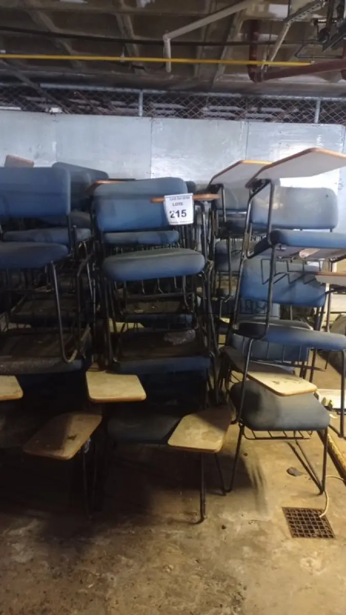 LOTE 215 - 15 CADEIRAS UNIVERSITÁRIA. (NO ESTADO) ATENÇÃO! FAZER A VISITAÇÃO ANTES DE ARREMATAR, NÃO SABEMOS SE FUNCIONA, LEILÃO NÃO TEM GARANTIA E NEM DEVOLUÇÃO, SUJEITO A POSSÍVEIS AVARIAS VISÍVEIS/OCULTAS E/OU AUSÊNCIA DE COMPONENTES.